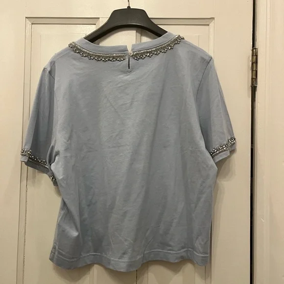 NWOT - J. Crew Blue Embellished Boxy Tee - Picture 2 of 3